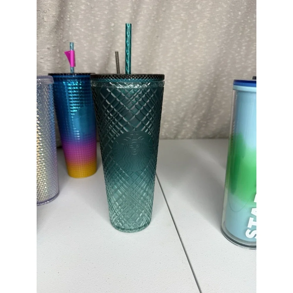 9 LIMITED EDITION STARBUCKS TUMBLER Cups Water LOT STUDDED JEWELED with straws